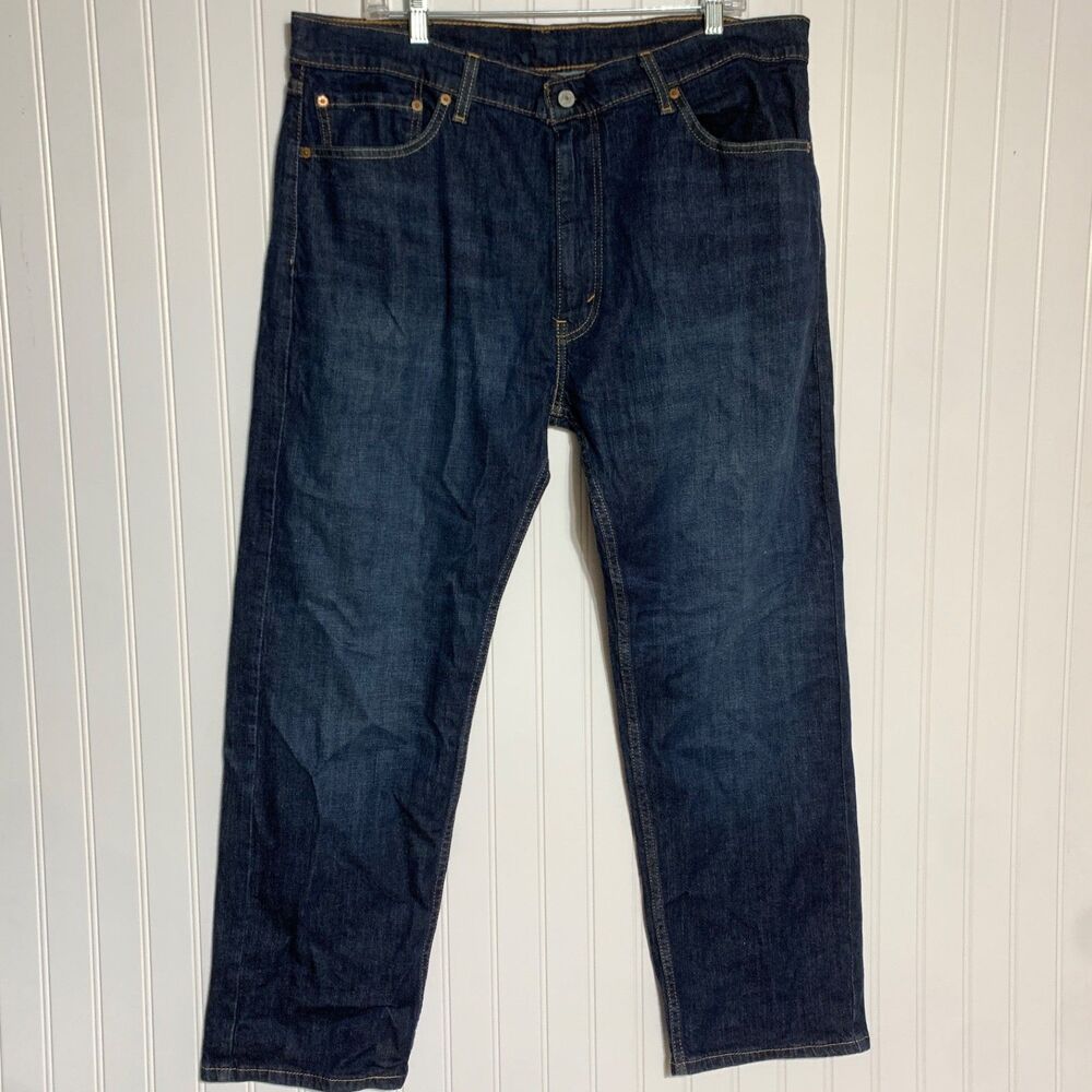Levi's 505 Jeans Mens Size 38x30 Dark Blue Regular Straight Rigid Denim Pants